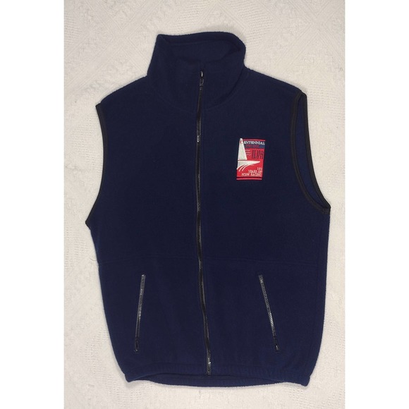 VINTAGE ILYA vest medium 1997 100 years of racing mens blue fleece - Picture 6 of 8